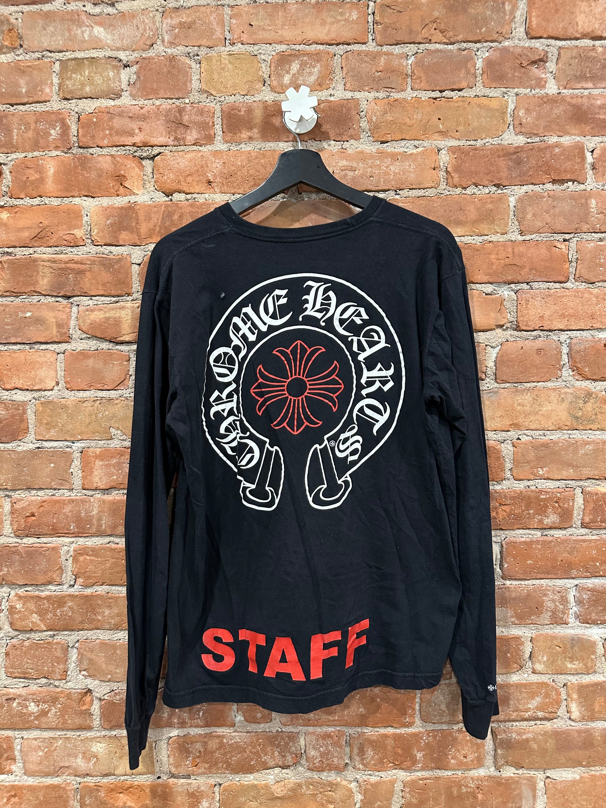Chrome Hearts Black STAFF Horseshoe Long Sleeve T-Shirt L - Front