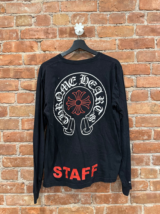 Chrome Hearts Black STAFF Horseshoe Long Sleeve T-Shirt L - Front