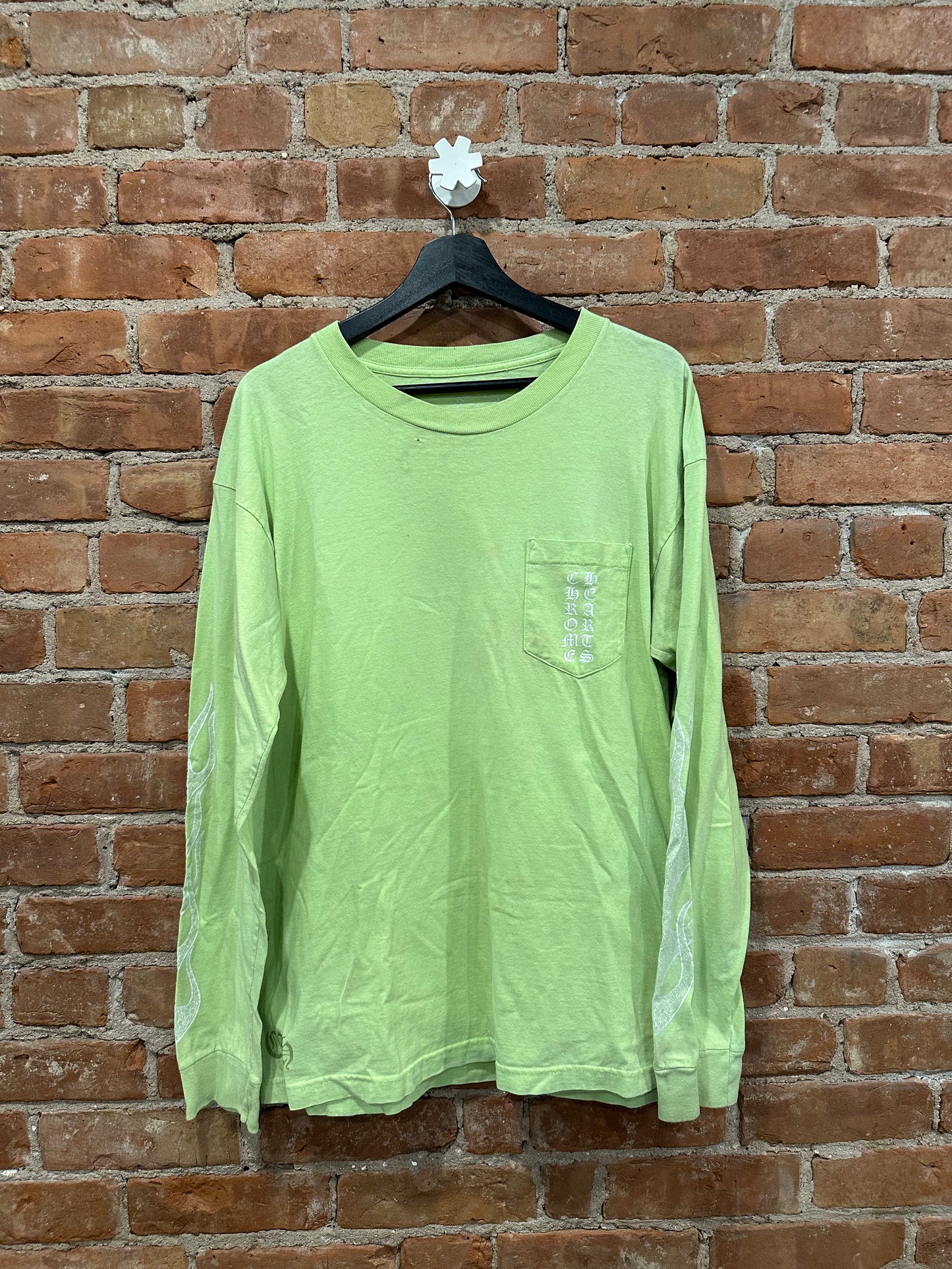 Chrome Hearts Lime Green Pocket Long Sleeve T-Shirt XL - Front