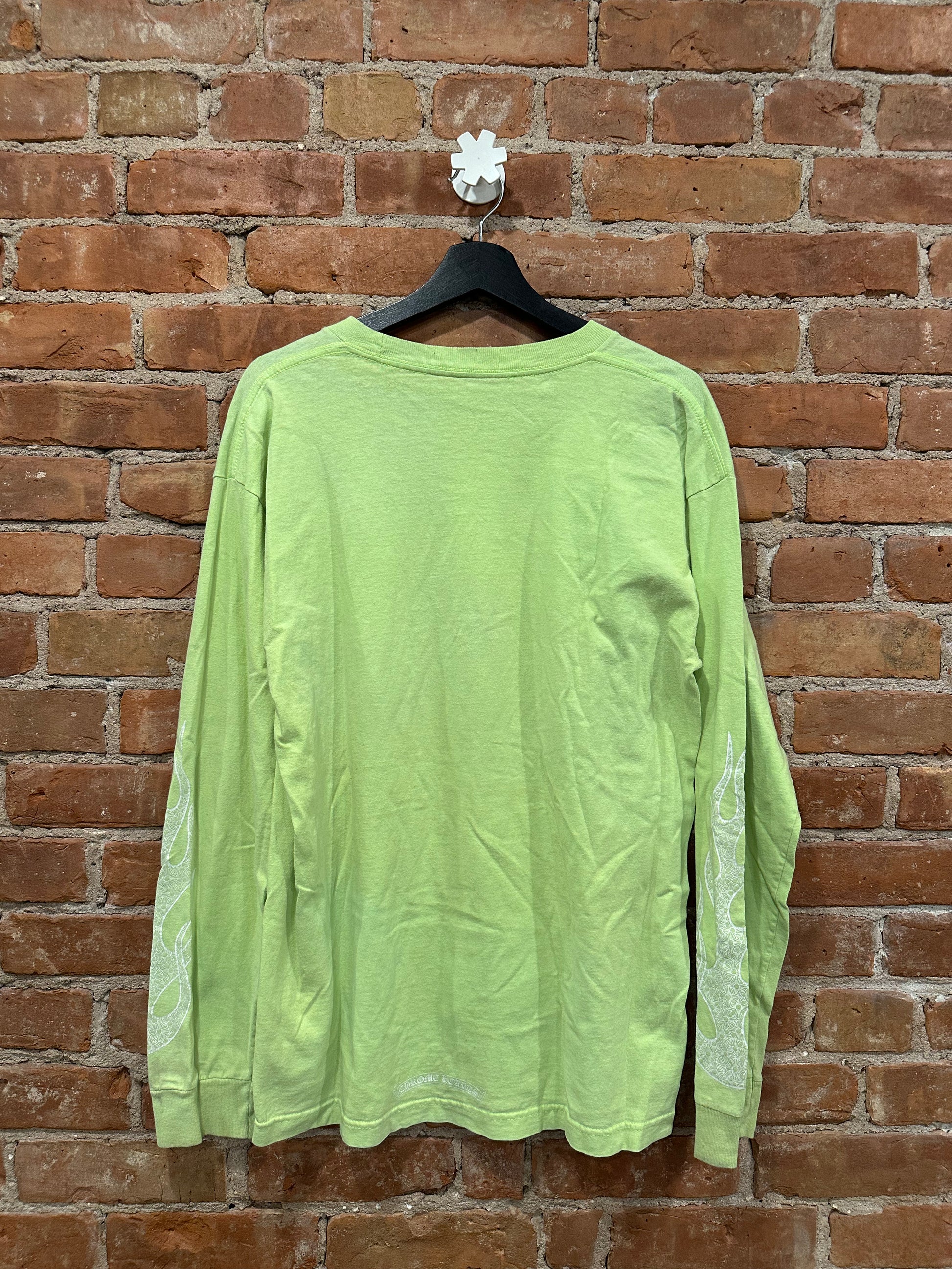 Chrome Hearts Lime Green Pocket Long Sleeve T-Shirt XL - Back