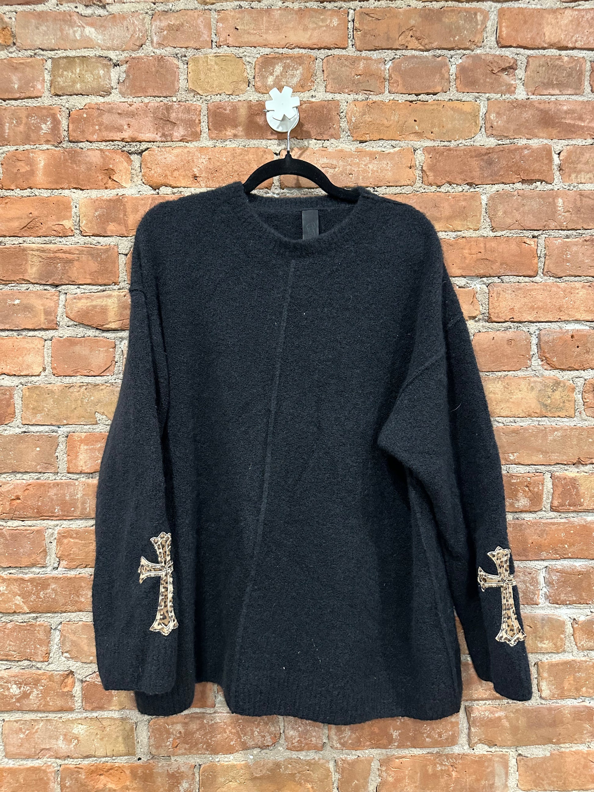 Chrome Hearts Black Cashmere Knit Cross Patch Sweater S - Front