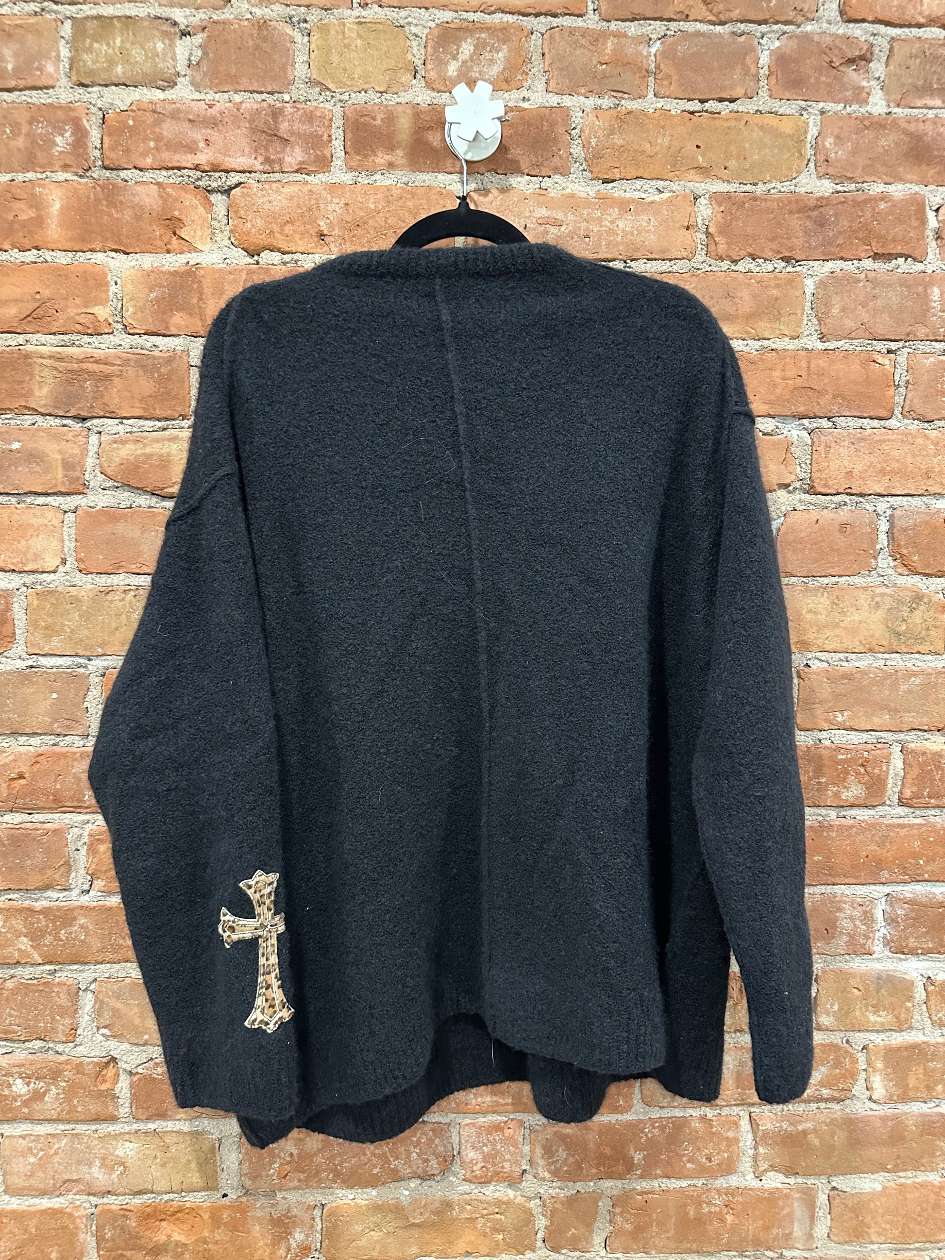 Chrome Hearts Black Cashmere Knit Cross Patch Sweater S - Back