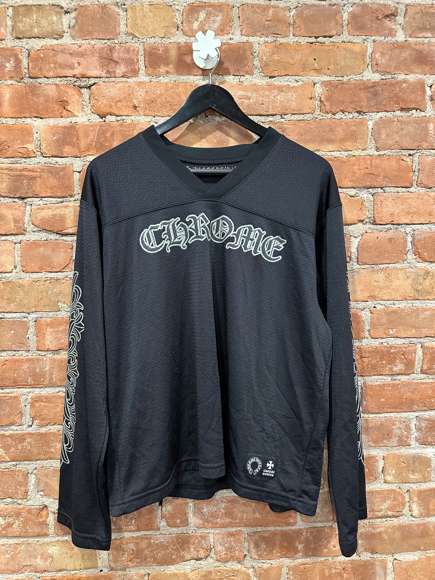 Chrome Hearts Black Long Sleeve Mesh CHROME Motocross Jersey M - Front