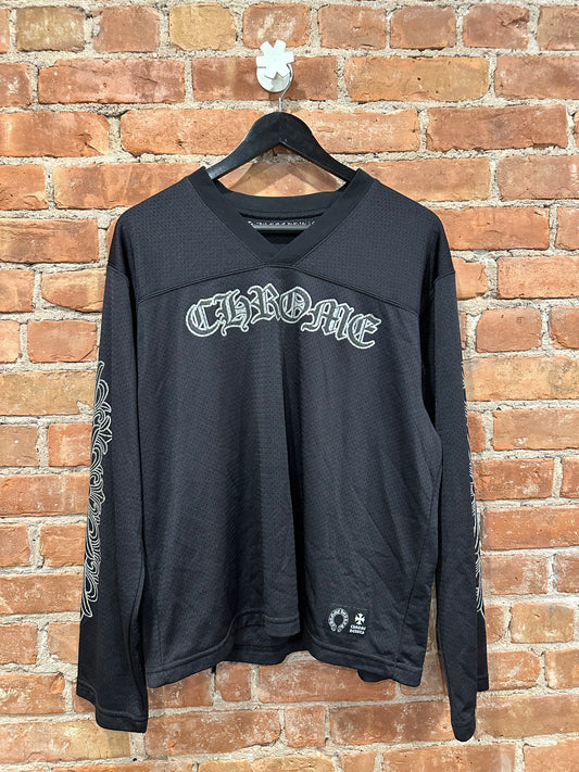 Chrome Hearts Black Long Sleeve Mesh CHROME Motocross Jersey M - Front