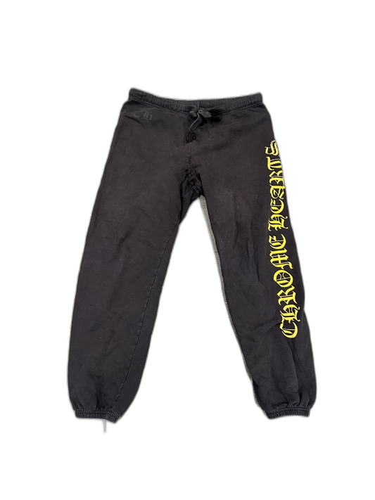 Chrome Hearts Black Yellow Logo Sweatpants - Front