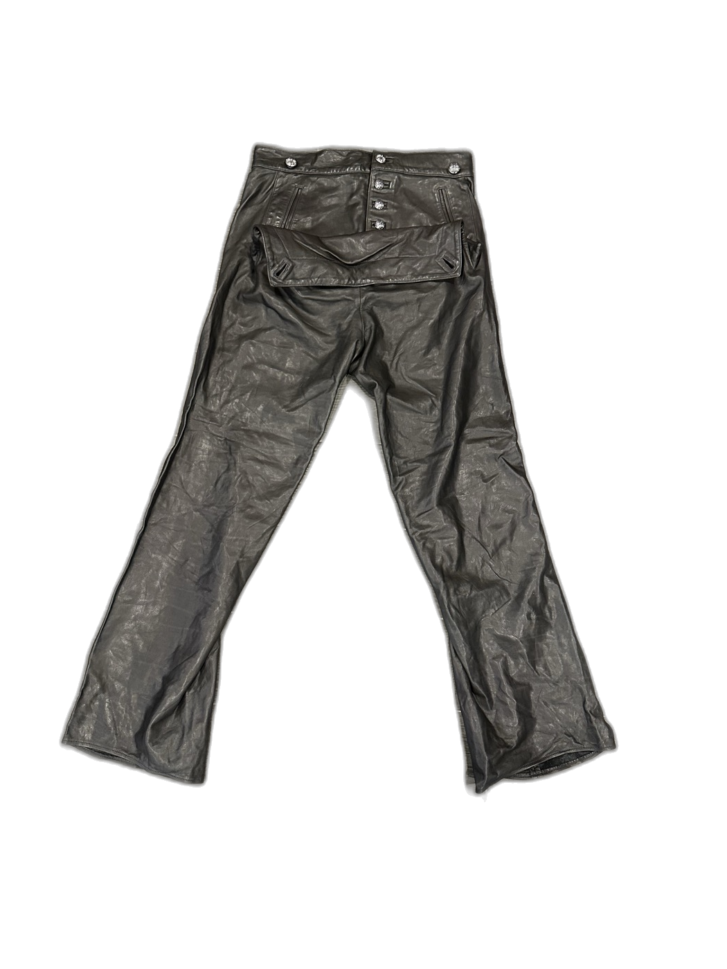 Chrome Hearts Black Leather Black Patches Pants - Front