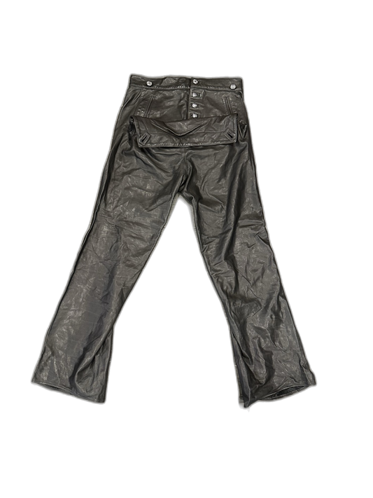 Chrome Hearts Black Leather Black Patches Pants - Front