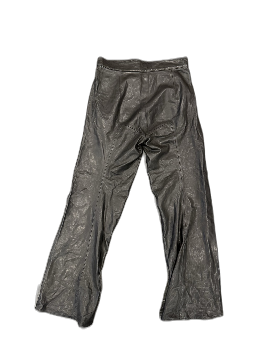 Chrome Hearts Black Leather Black Patches Pants - back bg-removed