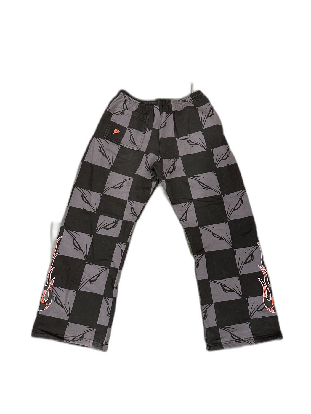 Chrome Hearts Matty Boy Dagger Checkered Flame Pants - back bg-removed