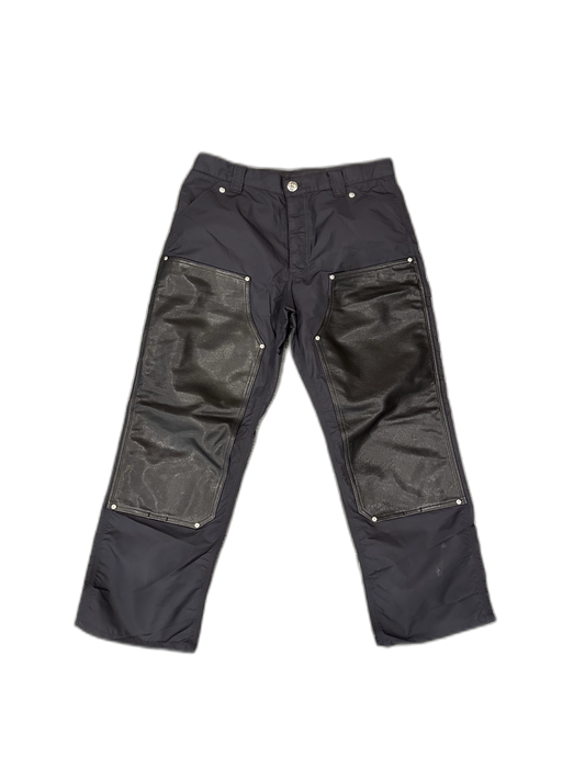 Chrome Hearts Black Leather Knee Carpenter Cargo Pants - Front