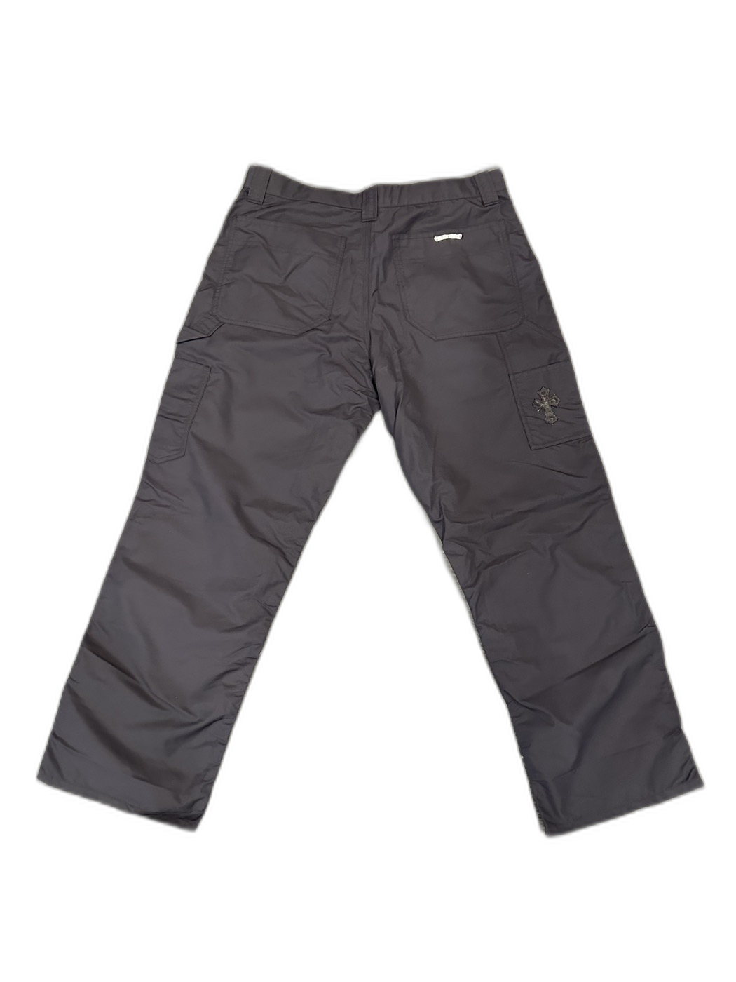 Chrome Hearts Black Leather Knee Carpenter Cargo Pants - back bg-removed