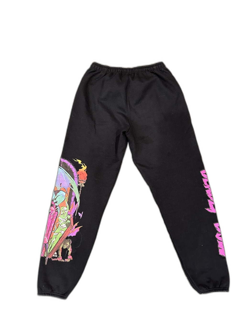 Deadly Doll Neon Graphic Logo Sweatpants - back bg-removed