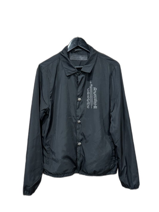 Chrome Hearts Black Nylon Cross Button Gothic Logo Shirt Jacket