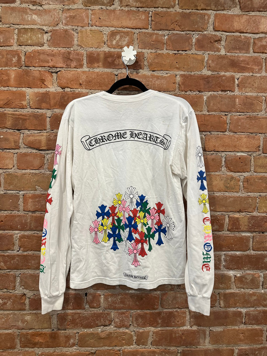 Chrome Hearts White Multicolor Cross Daisy Long Sleeve Tee - Back