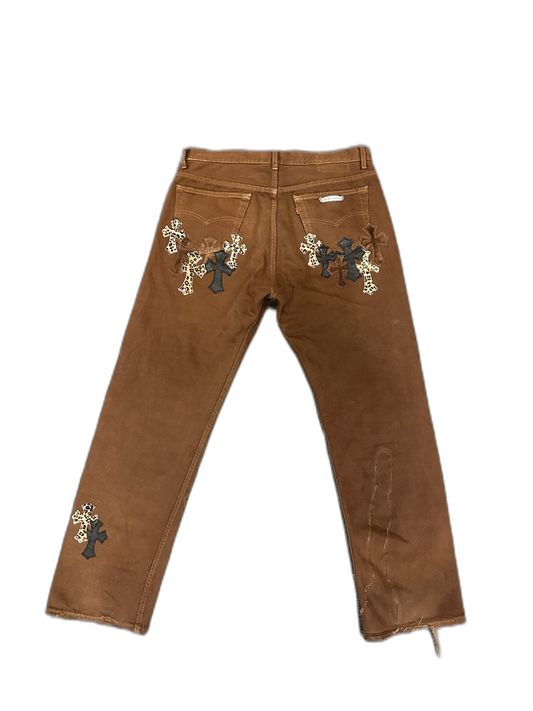 Chrome Hearts Brown Cross Patch Denim Jeans - Back