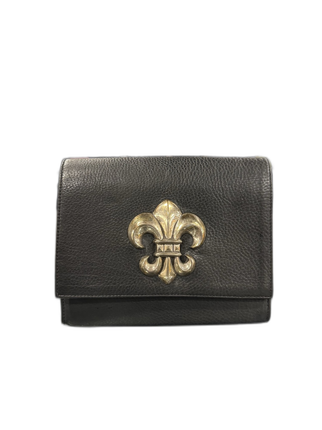Chrome Hearts Black Leather Trifold Wallet - Front