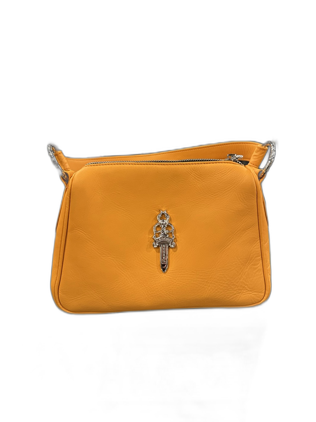 Chrome Hearts Orange Leather Crossbody Bag - Front