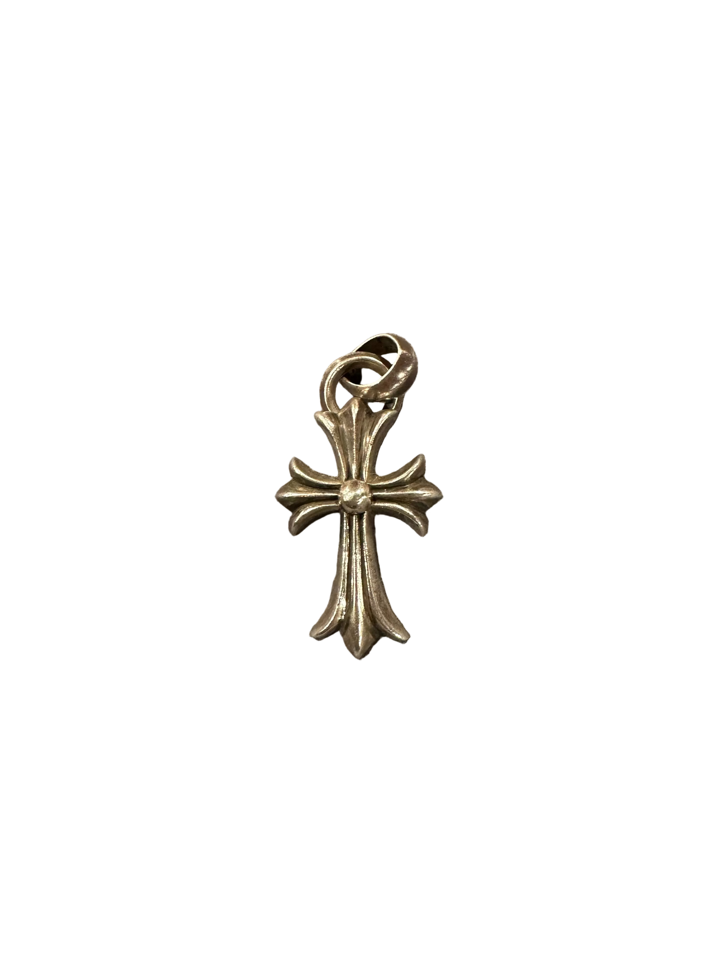 Chrome Hearts Sterling Silver Fleur Tip Cross Pendant 2.5 in