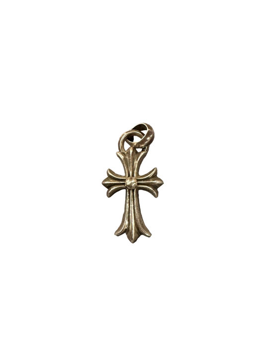 Chrome Hearts Sterling Silver Fleur Tip Cross Pendant 2.5 in