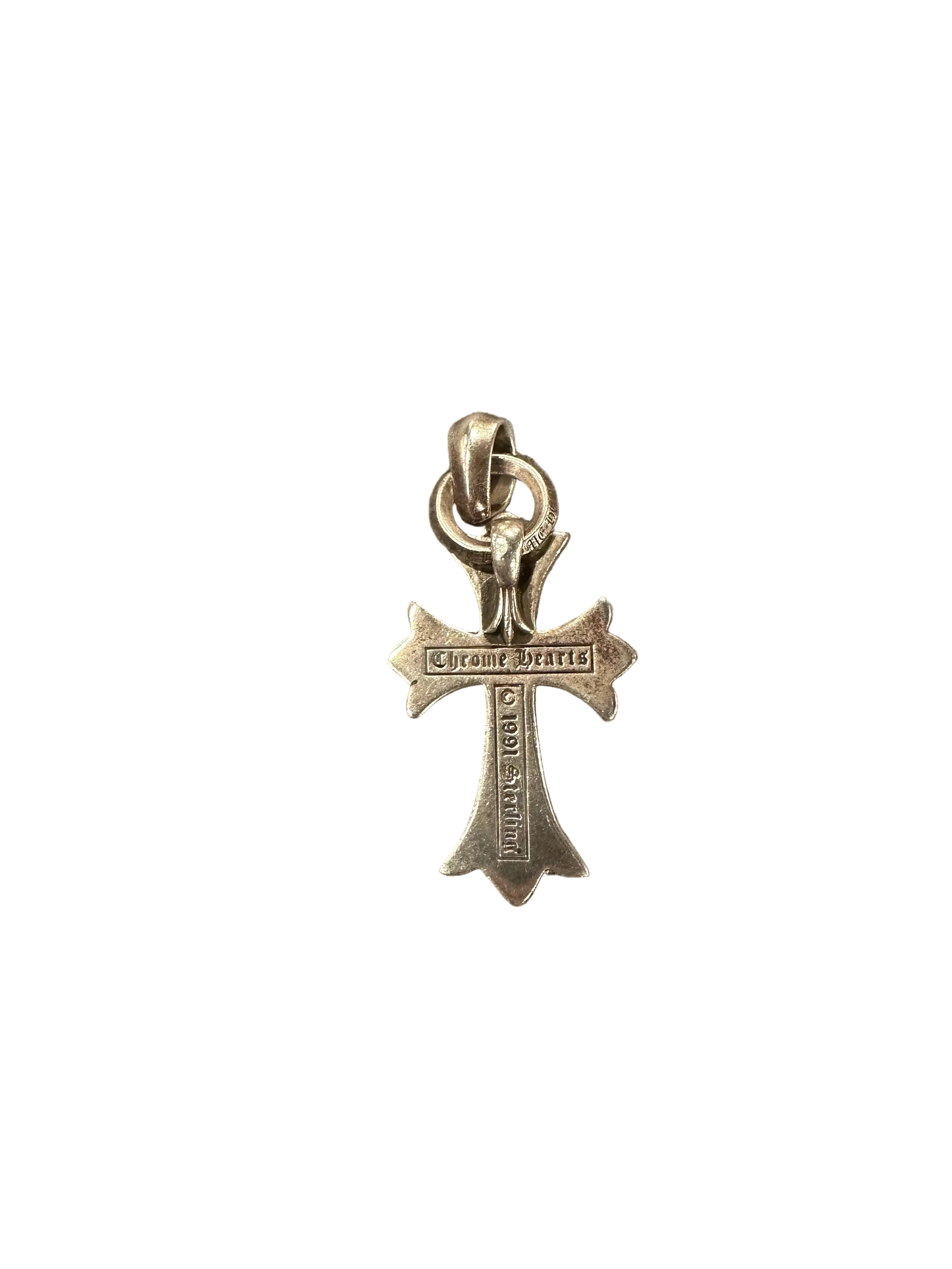 Chrome Hearts Sterling Silver Fleur Tip Cross Pendant 2.5 in