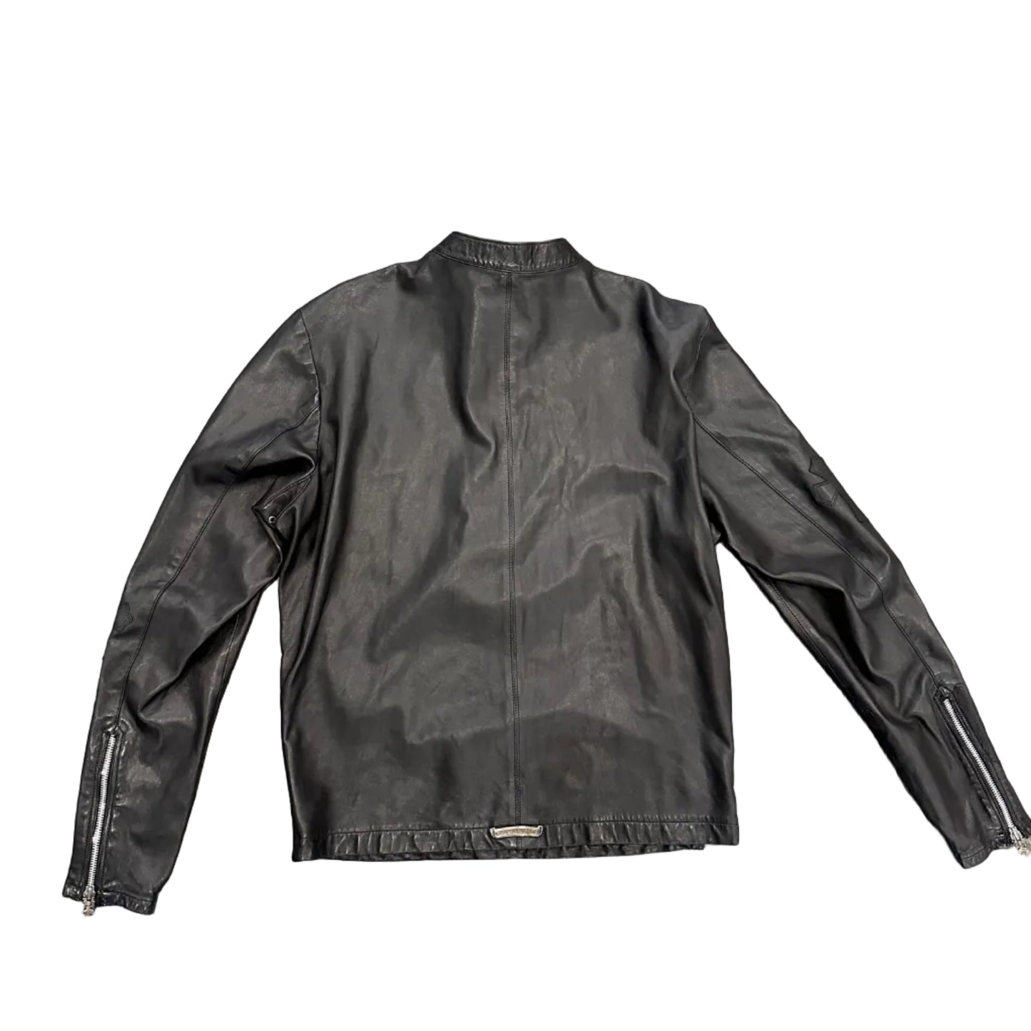 ($15,000) Chrome Hearts Black Leather Paper Jam quarter zip pullover