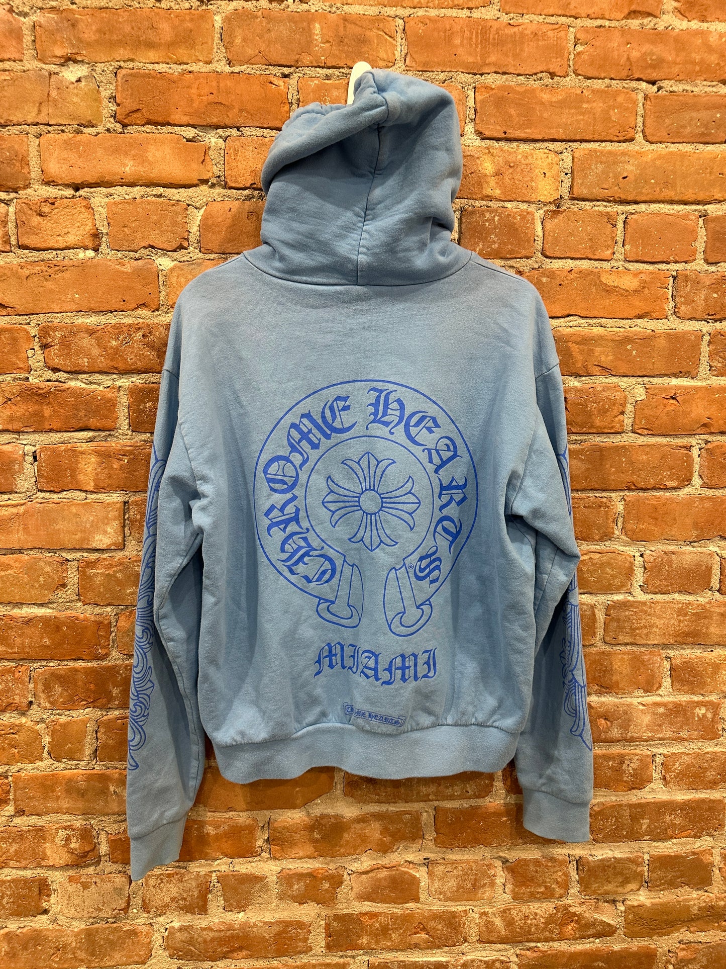 Chrome Hearts Miami Exclusive Horseshoe Hoodie in baby blue Sz XS