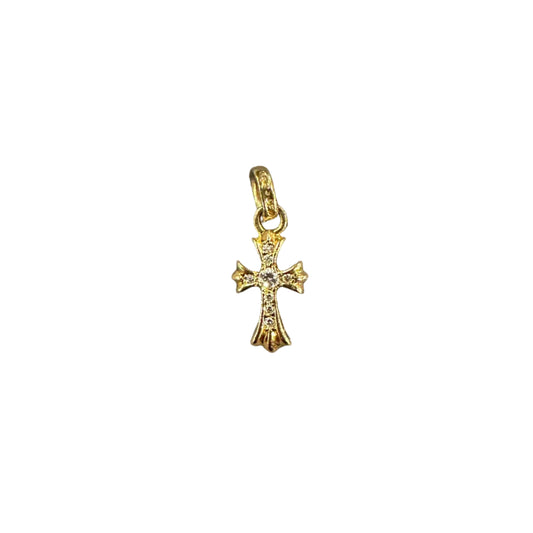 Chrome Hearts 22k Gold Baby Fat Cross charm Pave Diamonds