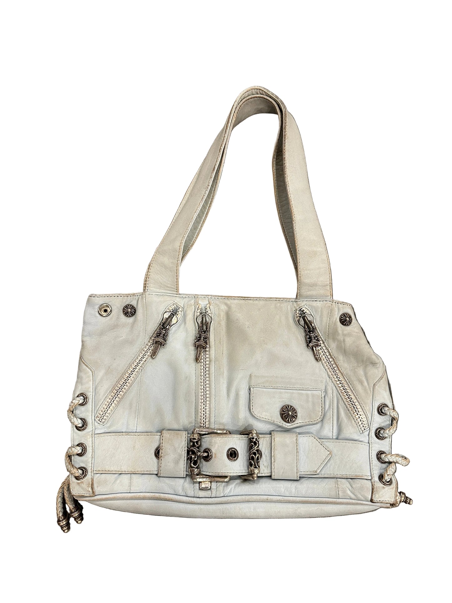 Chrome Hearts JJ Dean White Leather Handbag