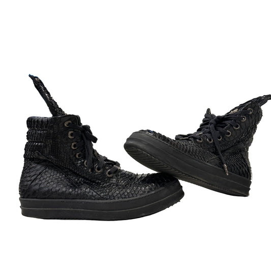 ($14,500) Chrome Hearts x Rick Owens Geobasket sneakers in black python skin Sz 44