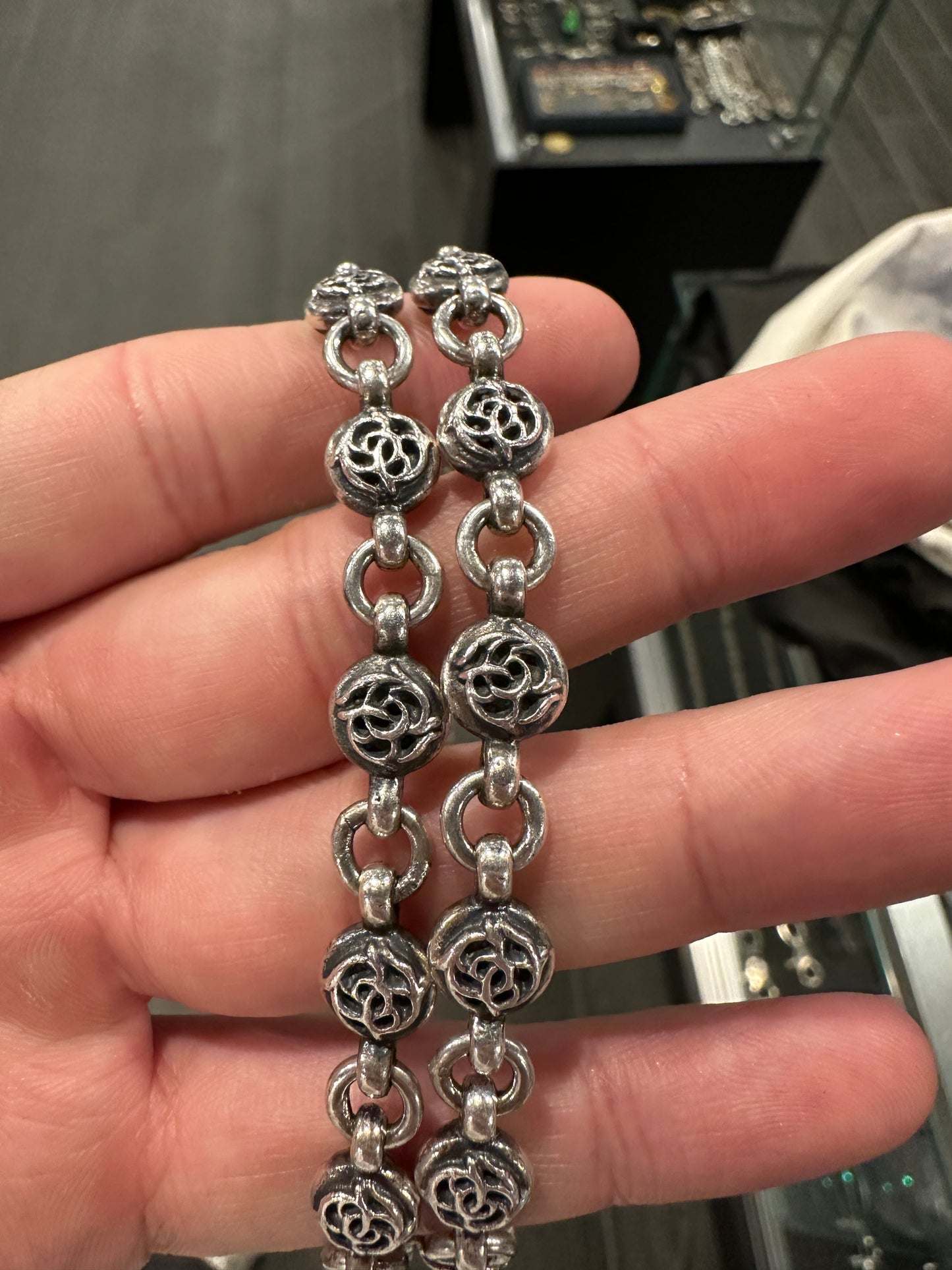 ($15,000) Chrome Hearts Cross Ball Wallet Chain 26 in