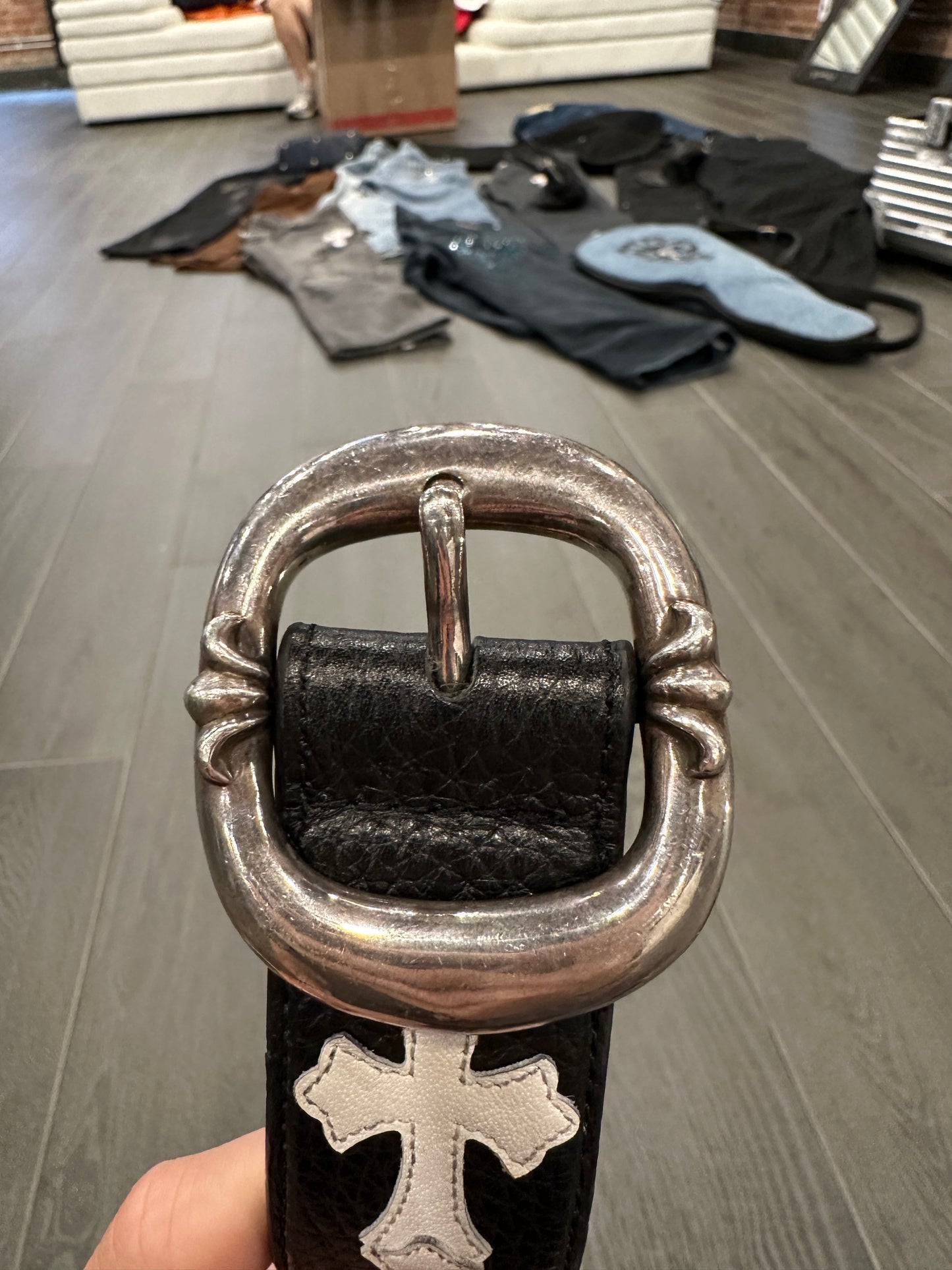 ($26,000) Chrome hearts white patch gunslinger belt sz 34