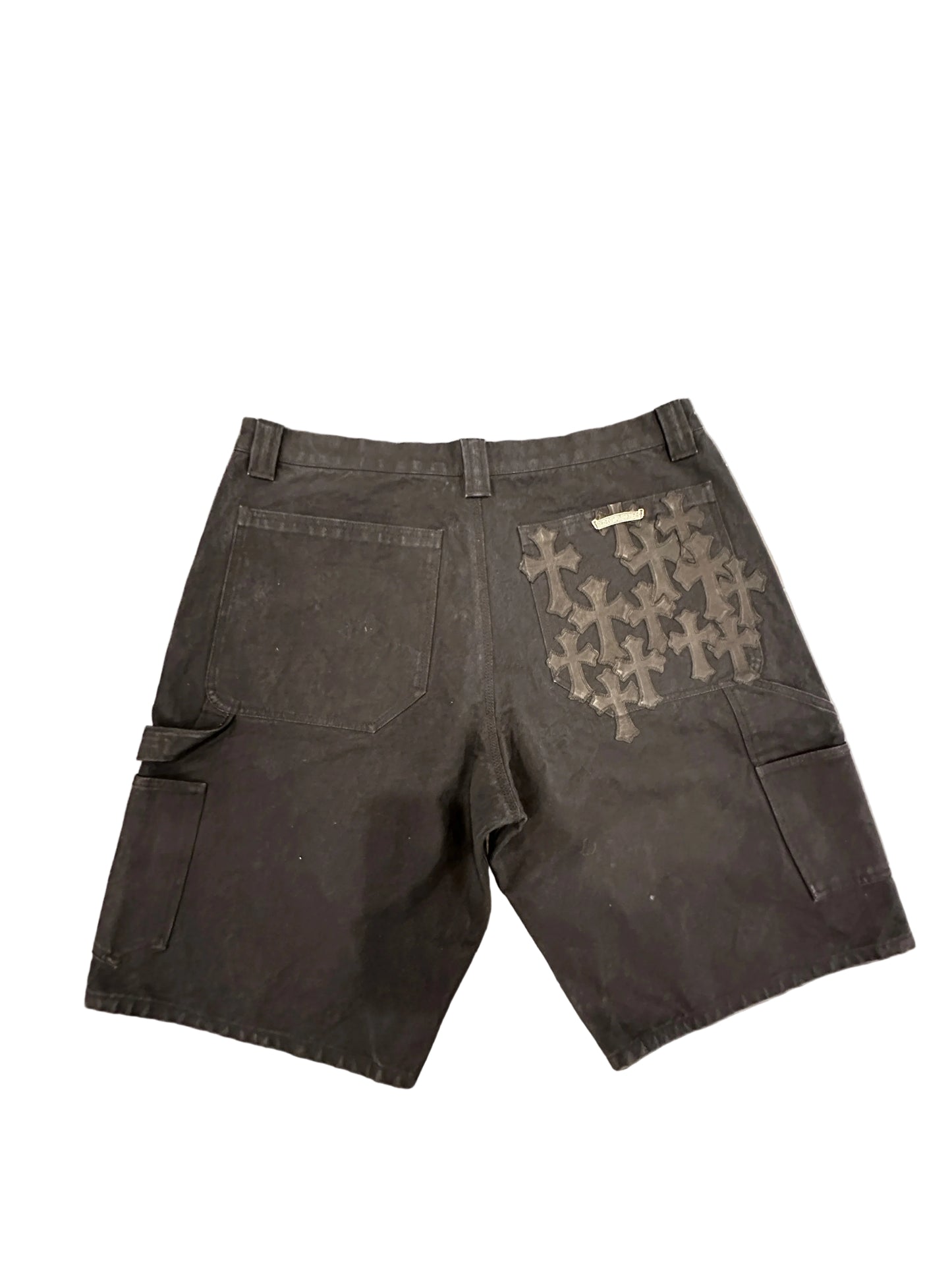 Chrome Hearts Carpenter Cemetery Cross Patch Denim Shorts SZ 38