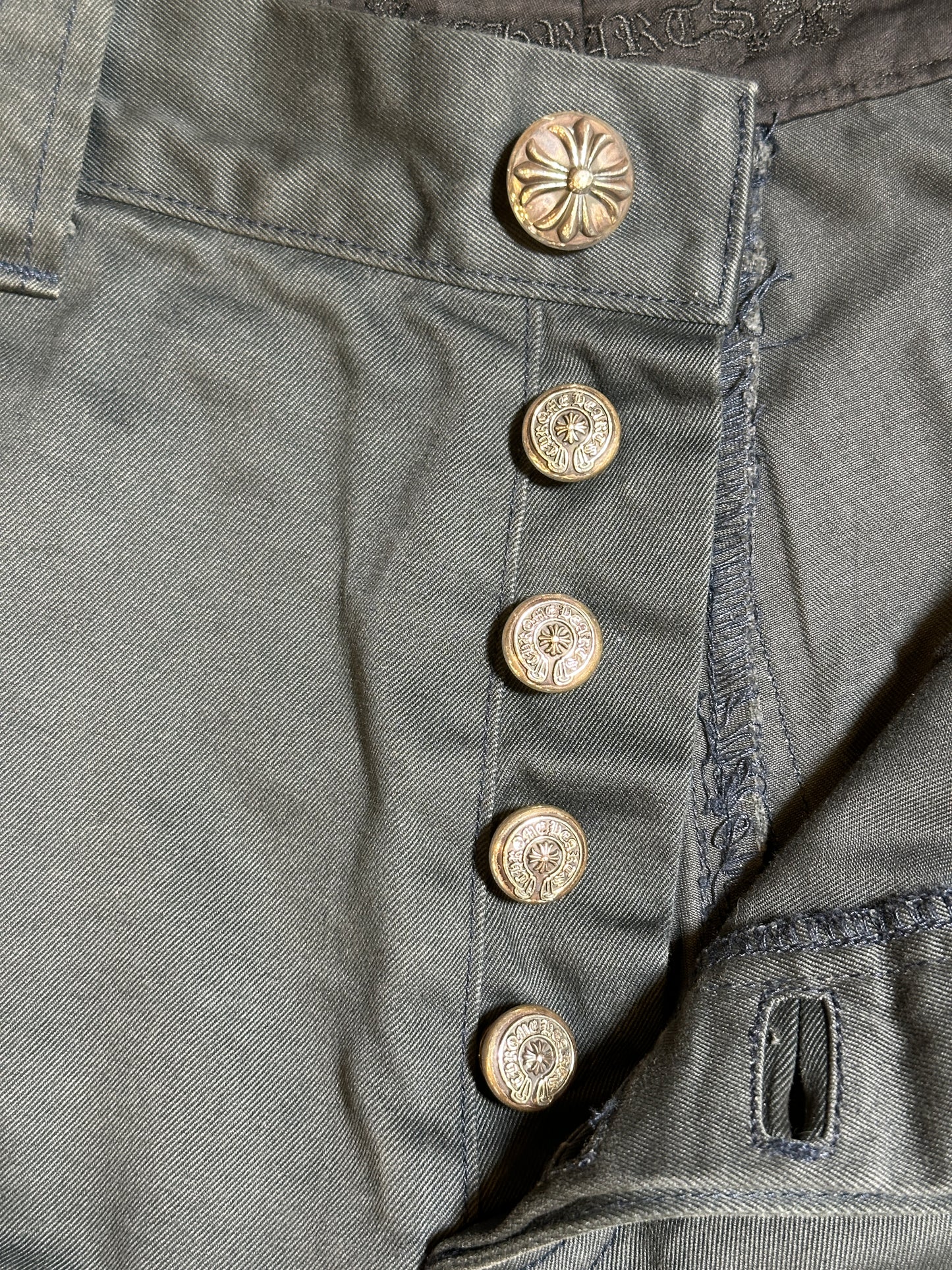 Chrome Hearts Navy Double Knee Blue + White Cross Patch Carpenter Pants sz32