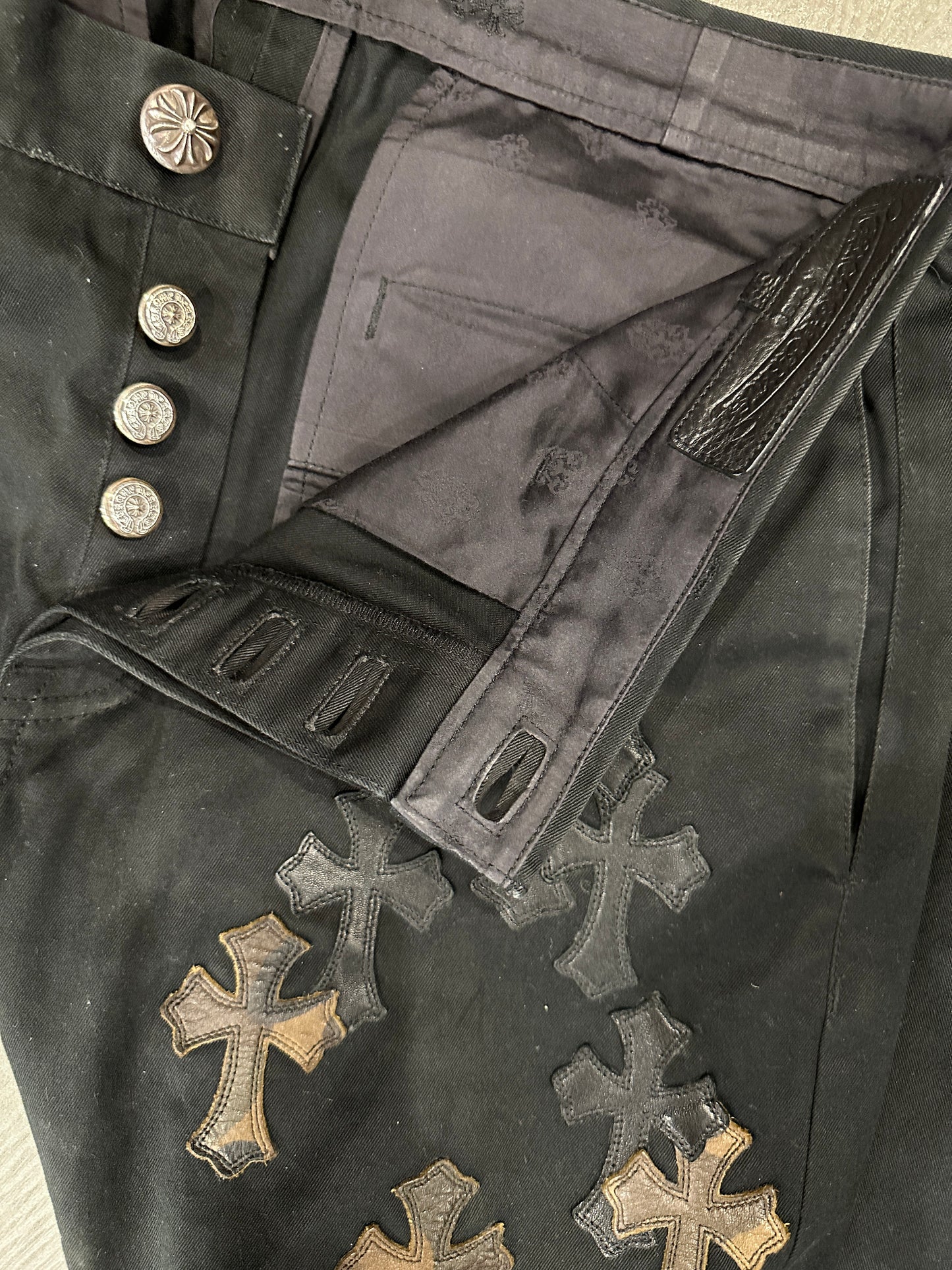 ($16,000) Chrome Hearts Camo Cross Patch Pants sz 38