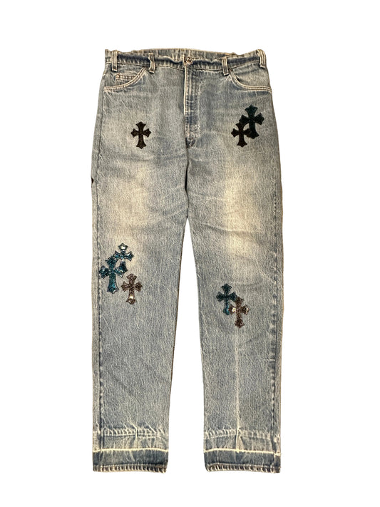 Chrome hearts Galaxy patch Light Wash Jeans sz 38