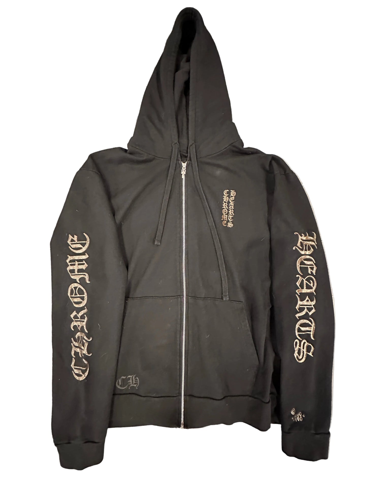 Chrome Hearts Black Bronze Vertical Logo Zip Up Hoodie sz xl