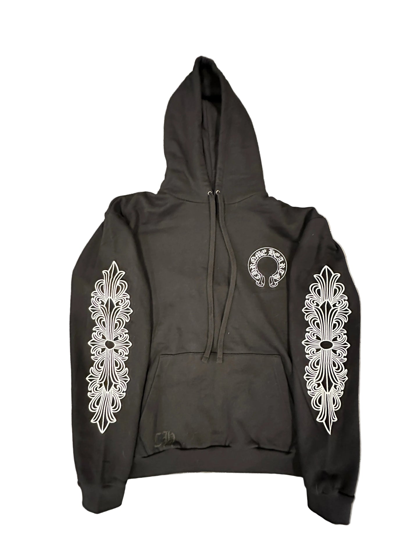 Chrome Hearts Black + White Horseshoe Pullover Hoodie sz XL