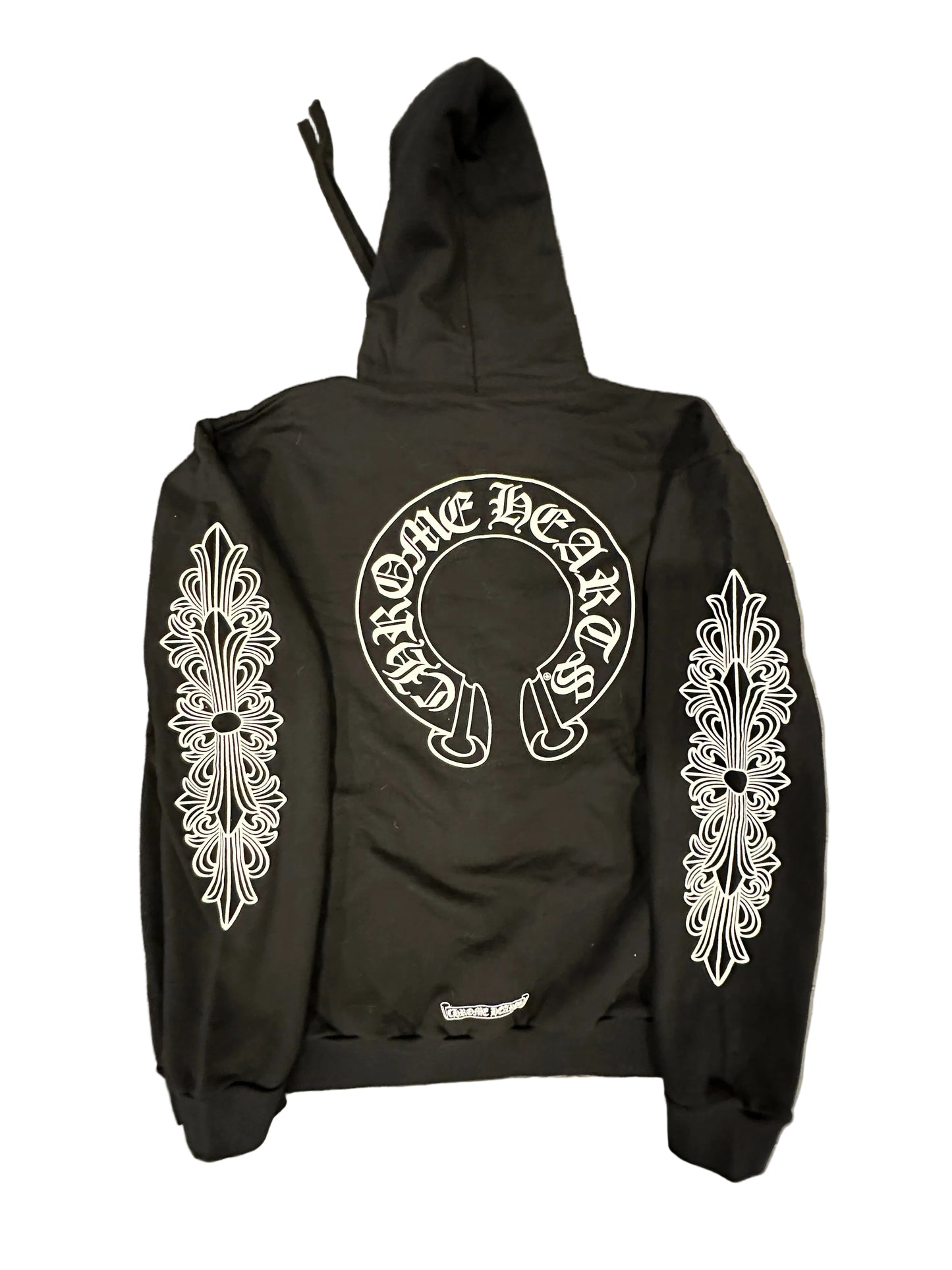 Chrome Hearts Black + White Horseshoe Pullover Hoodie sz XL