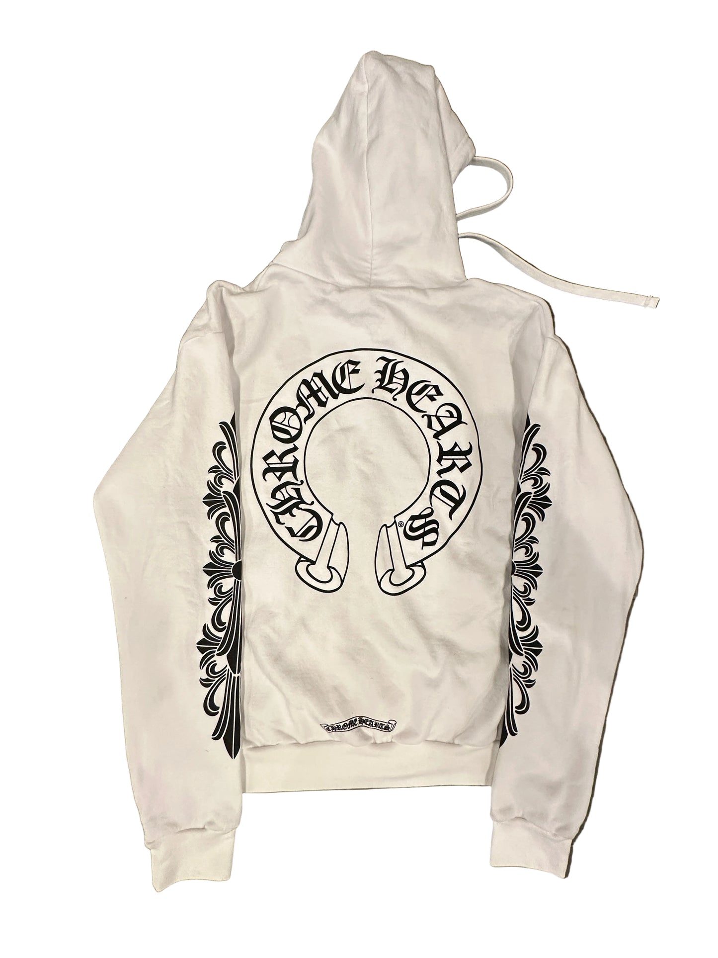 Chrome Hearts White zip up black horseshoe floral sz xs