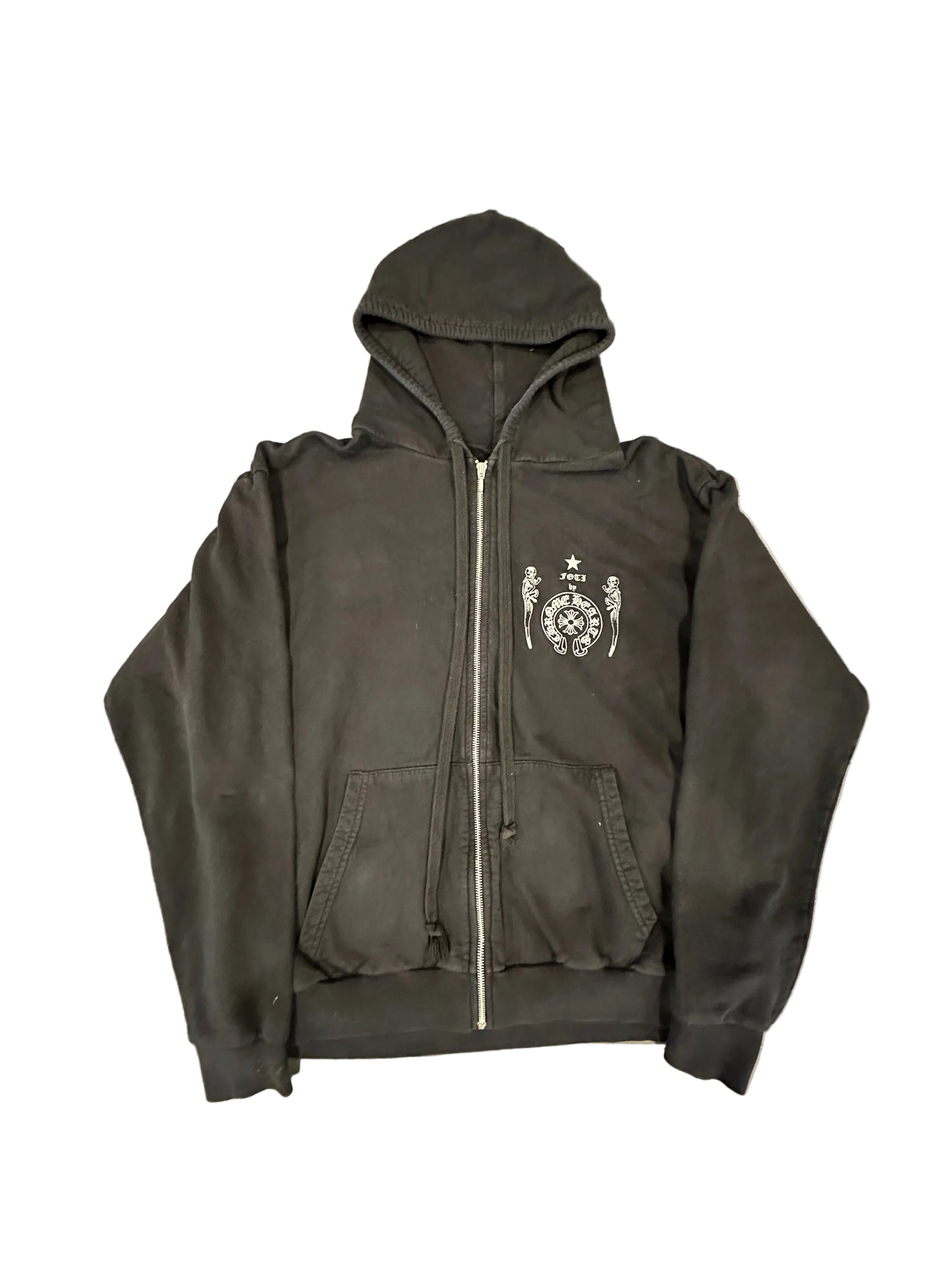 Chrome hearts Black Vintage Foti zip up hoodie sz L (missing zipper)