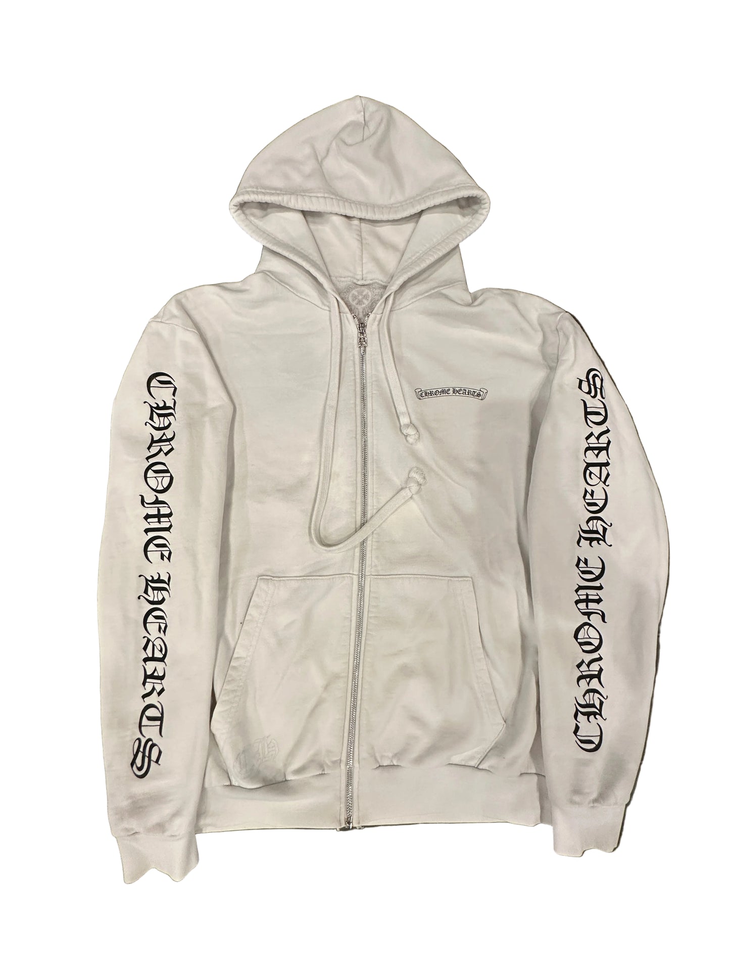 Chrome Hearts White Scroll Logo Zip Up sz L