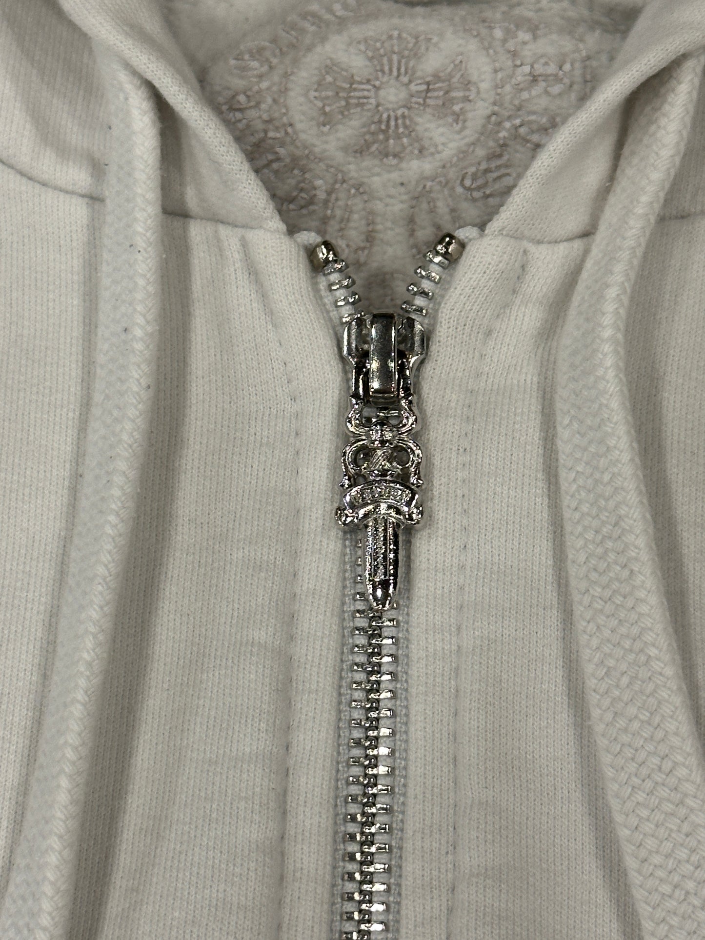 Chrome Hearts White Scroll Logo Zip Up sz L