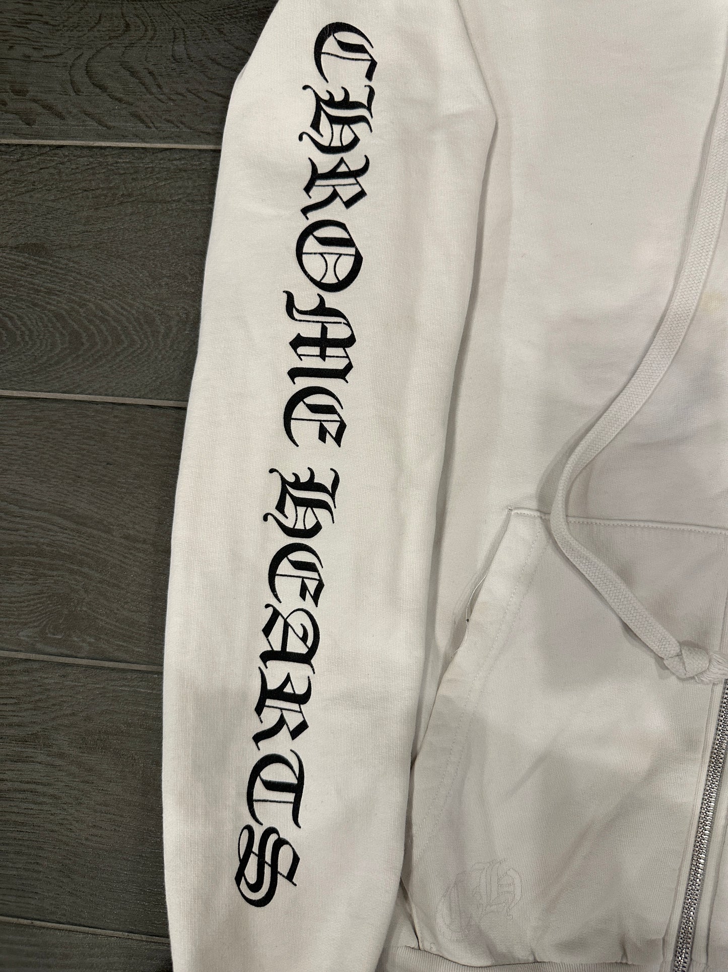 Chrome Hearts White Scroll Logo Zip Up sz L