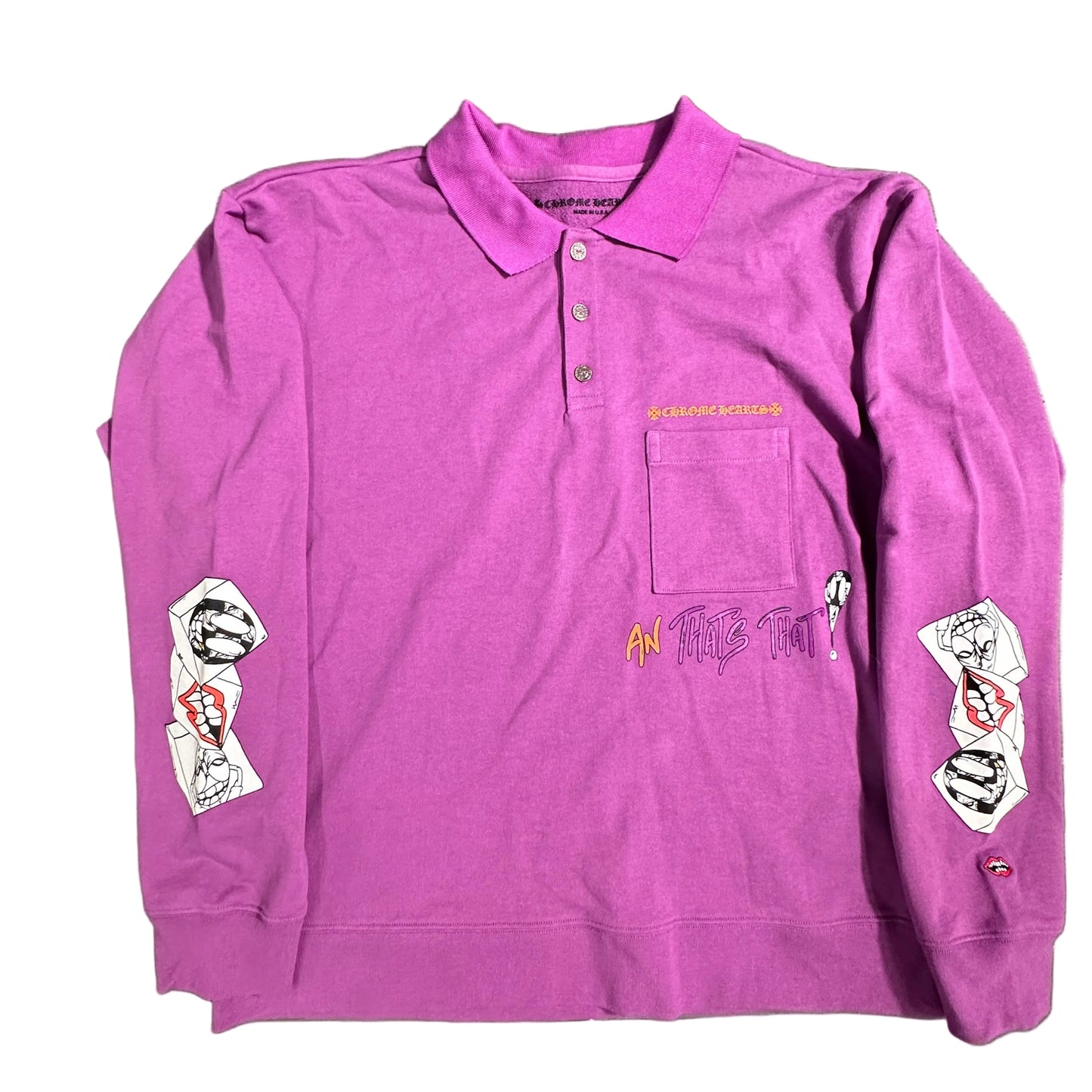 Chrome Hearts Matty Boy "I Want More Not Less" purple rugby polo long sleeve sz XL