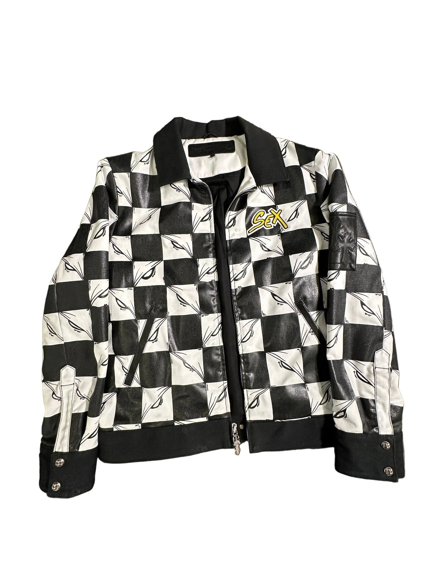 ($16,000) Chrome Hearts x Matty Boy "Sex Records" leather jacket sz M