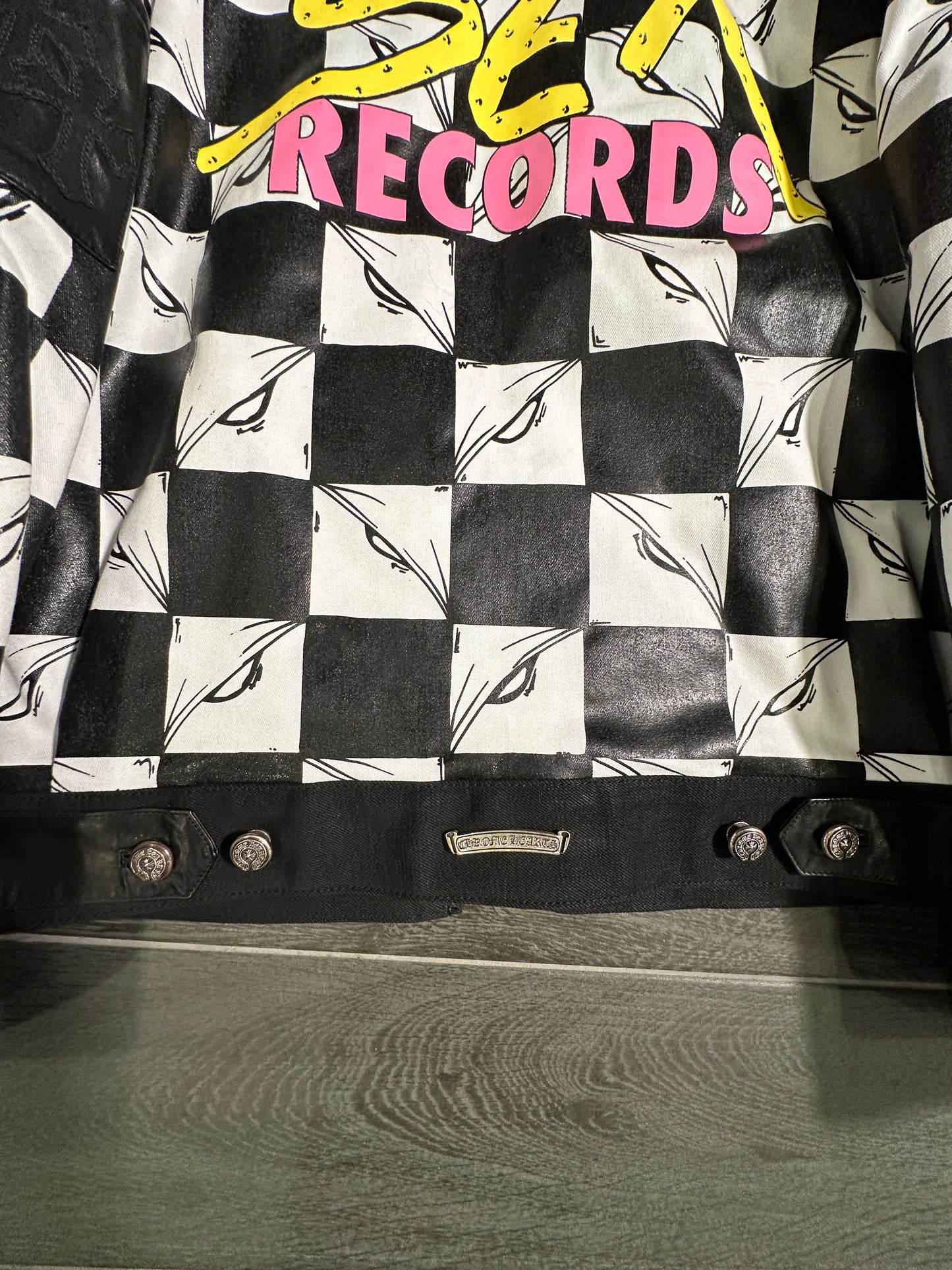 ($16,000) Chrome Hearts x Matty Boy "Sex Records" leather jacket sz M