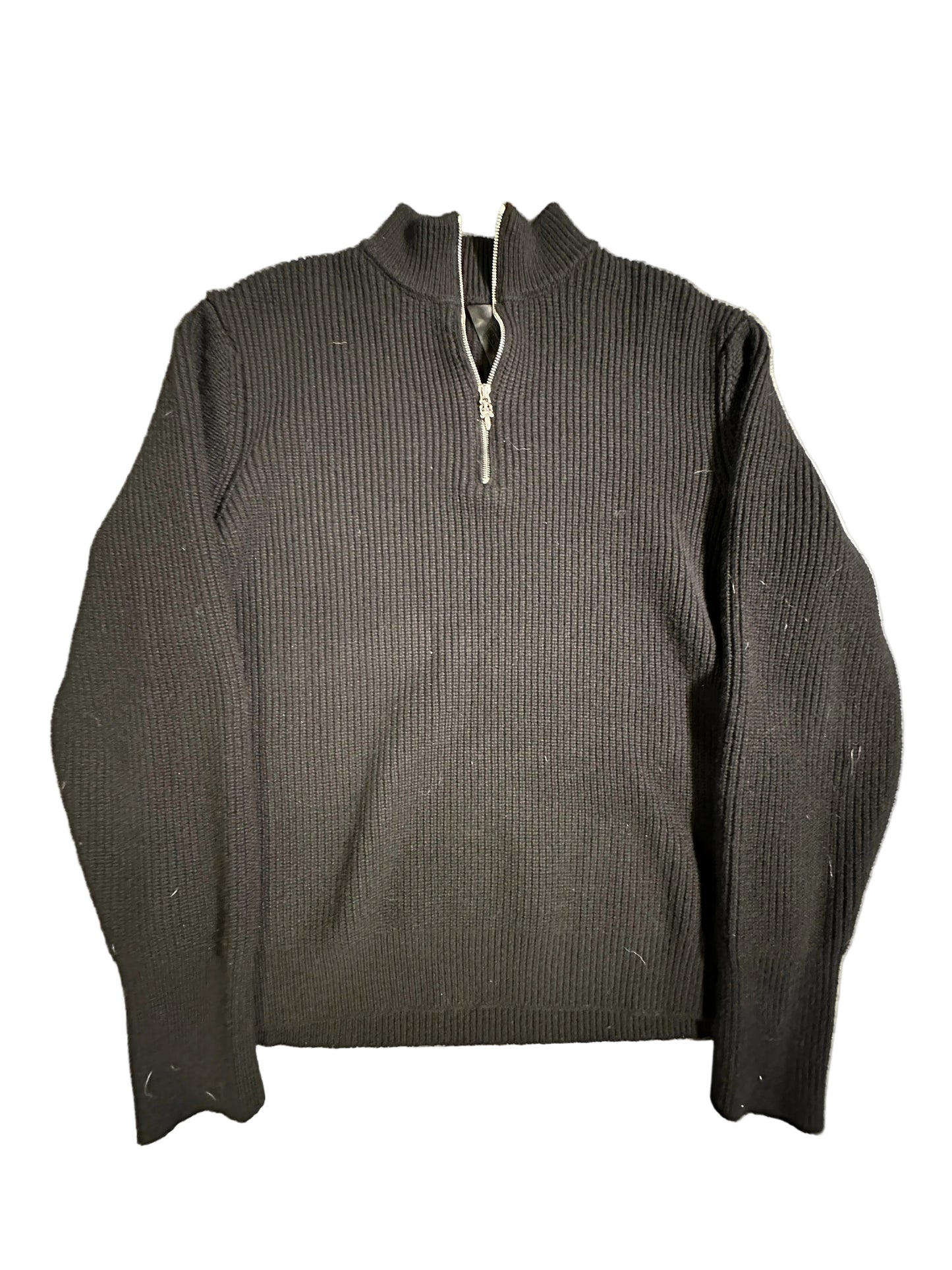 Chrome Hearts black ribbed quarter-zip sweater sz XL