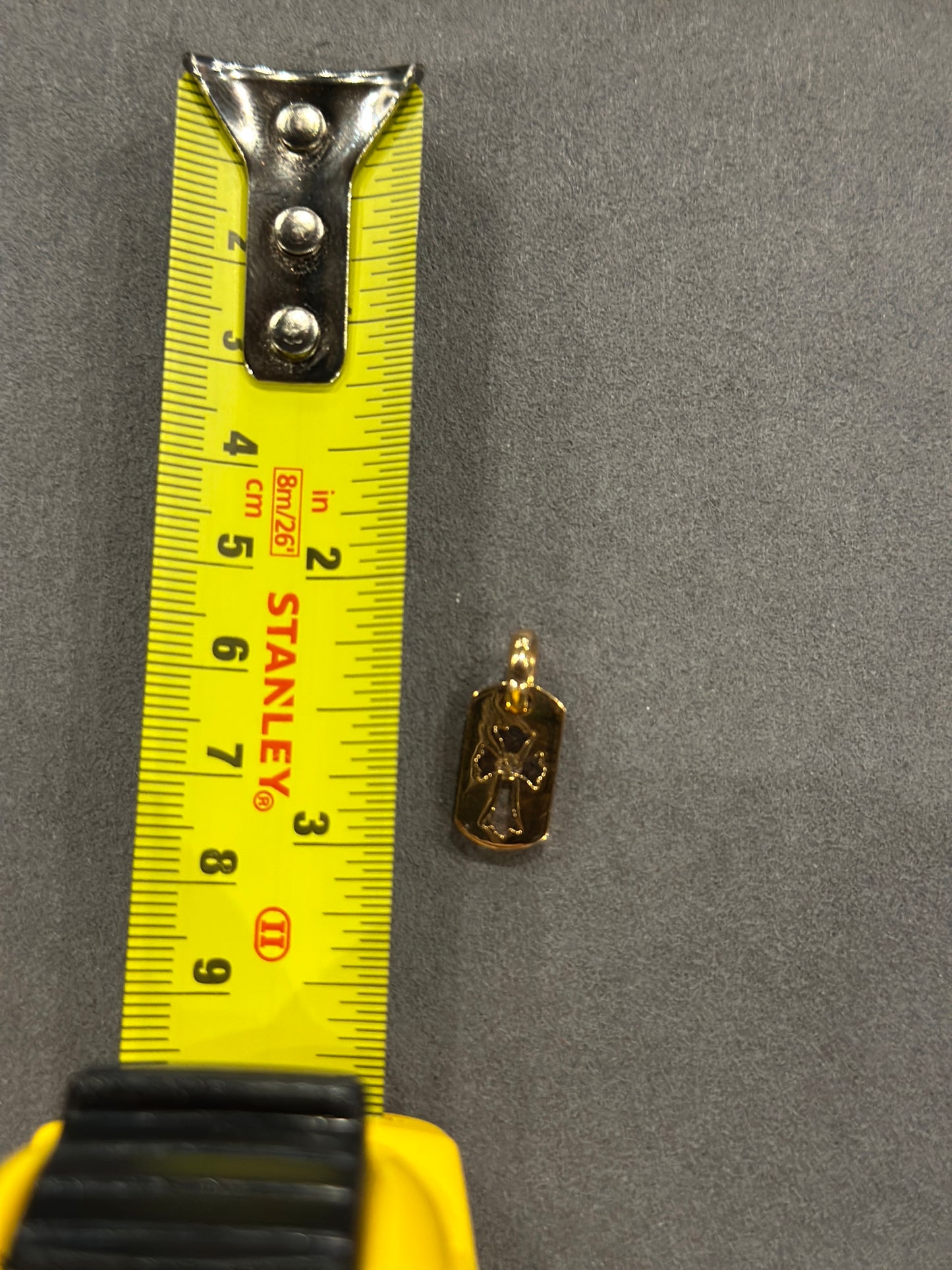 Chrome Hearts 22k gold tiny dog tag pendant