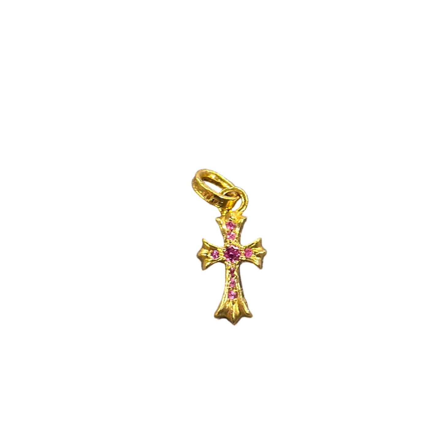 Chrome Hearts 22k Baby Fat Small Pink Sapphire 0.5in