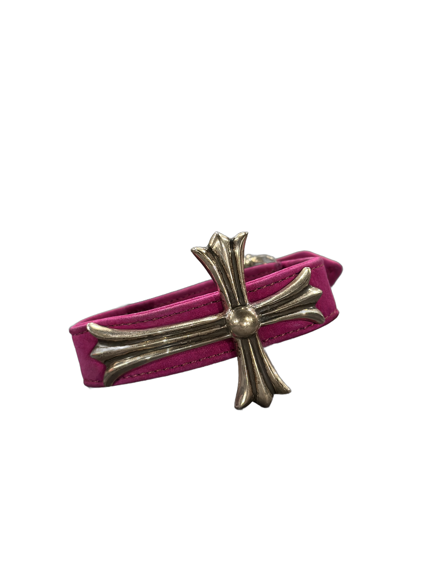 chrome hearts big cross leather bracelet